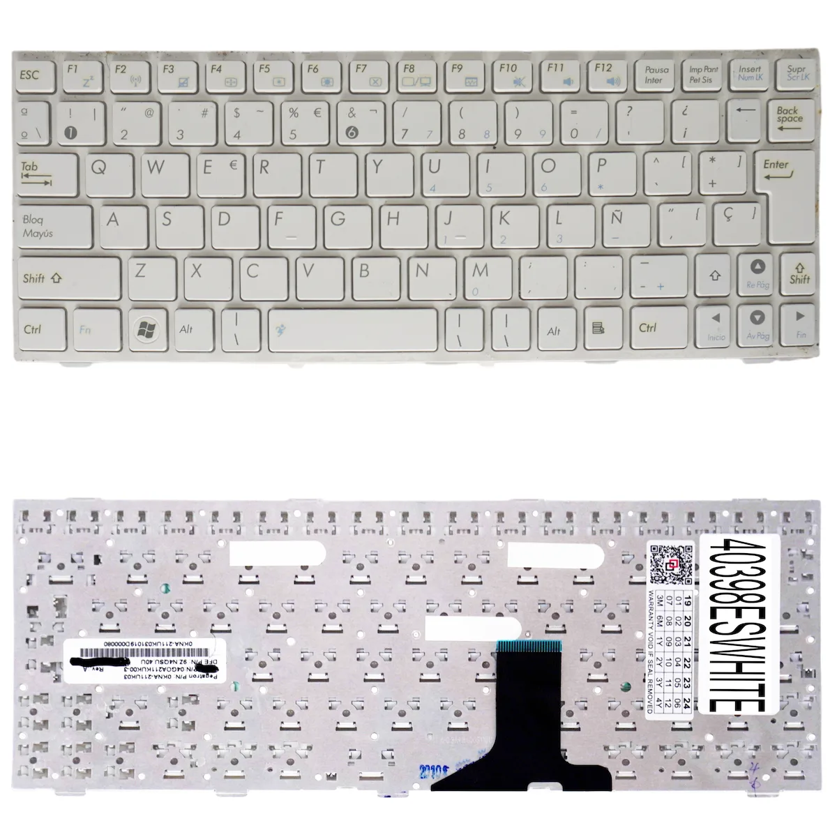 Teclado Español Para Portátil Spanish Laptop Keyboard Asus Transformer Book T101m T101mt 0kna-211uk03 0kna-1l2jp03 04goa1l1kjp00-3 9z.n4qsu.00j 0kna-212us03 0kna212us03 V103662dk1 Es No Frame White Κωδ.40398eswhite - Image 1