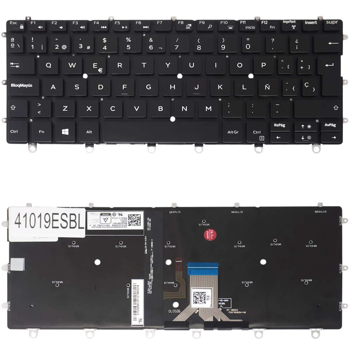 Teclado Español Para Portátil Spanish Laptop Keyboard Dell Xps 13 9365 2-in-1 0cnxm8 Cnxm8 Pk131qs1a17 Pk131qs1a21 0n26m0 26hwv N26m0 Gk2hh X4gmk P71g K0p6h Es No Frame Backlight Black Κωδ.41019esbl - Image 1