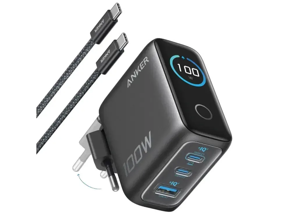 20260302162020_anker_fortistis_me_thyra_usb_a_kai_2_thyres_usb_c_kai_kalodio_usb_c_usb_c_100w_power_delivery_dark_grey_b121bgz1.jpeg Anker Φορτιστής με Θύρα USB-A και 2 Θύρες USB-C και Καλώδιο USB-C - USB-C 100W Power Delivery Dark Grey (Smart Display) - Image 1
