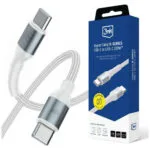 3MK USB 2.0 Cable USB-C male - USB-C 100W Λευκό 2m