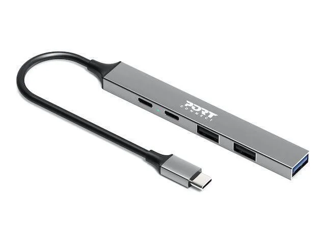 20260306113221_port_designs_usb_3_0_hub_4_thyron_me_syndesi_usb_c_thyra_fortisis_gri_900163.jpeg Port Designs Hub 4 Θυρών USB 3.0 με σύνδεση USB-C Γκρι - Image 1