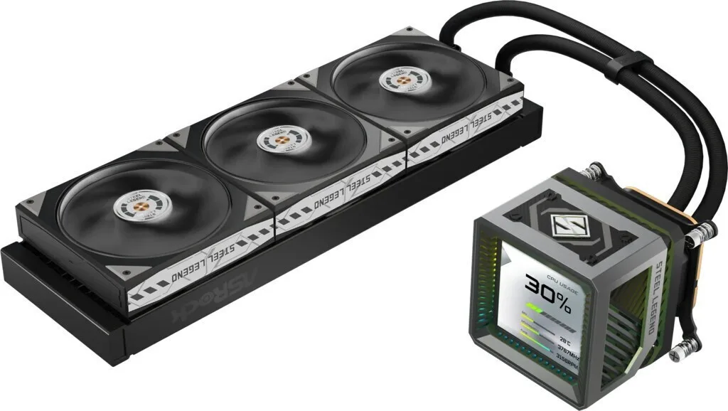 ASRock Steel Legend Dark 360 LCD Υδρόψυξη AIO CPU με 3 Ανεμιστήρες 120mm και RGB Φωτισμό - Image 1