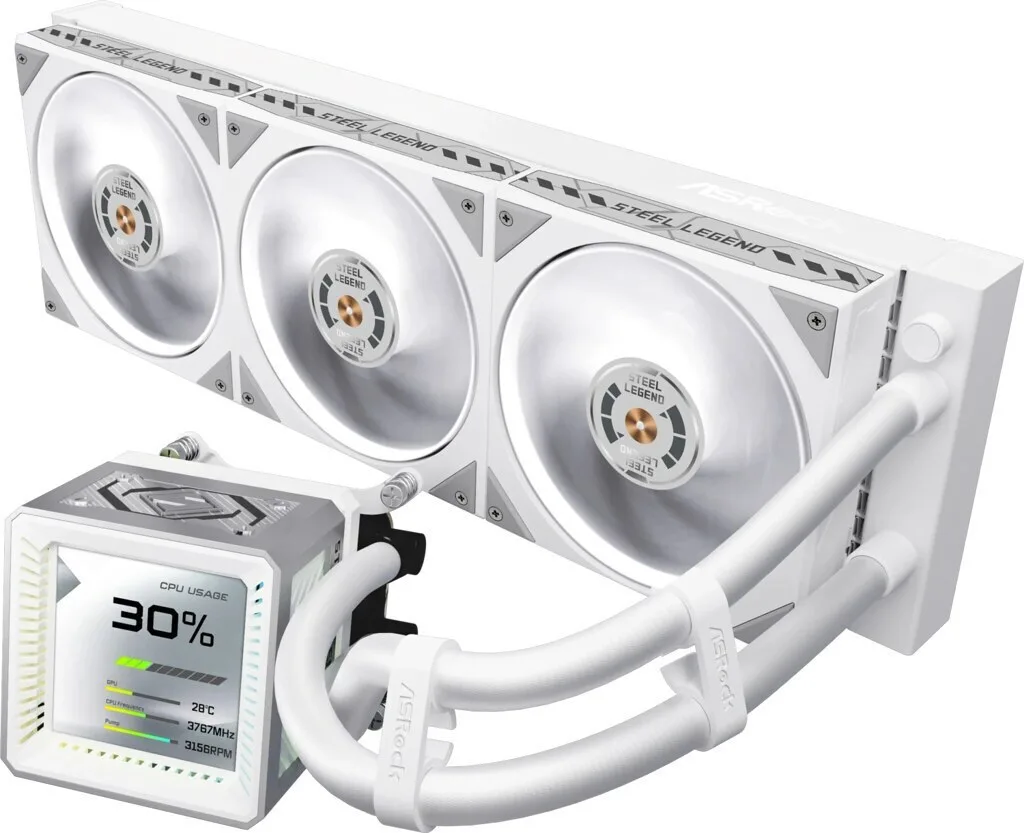 ASRock Steel Legend 360 LCD Υδρόψυξη AIO CPU με 3 Ανεμιστήρες 120mm Λευκή - Image 1