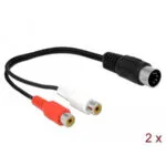 Delock Din Cable Diode Plug 5 Pin To 2 X Rca Female 20cm 85835