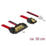 Delock Cable Sata 6 Gb S 7 Pin Receptacle + 2 Pin Power Female To Sata 22 Pin Receptacle Straight 5 V Metal 30 Cm 85242