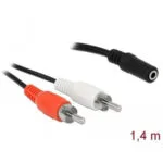 DeLock Καλώδιο Ήχου 3.5mm male - 3.5mm female Μαύρο 1.4m με Επίχρυσους Ακροδέκτες 85808