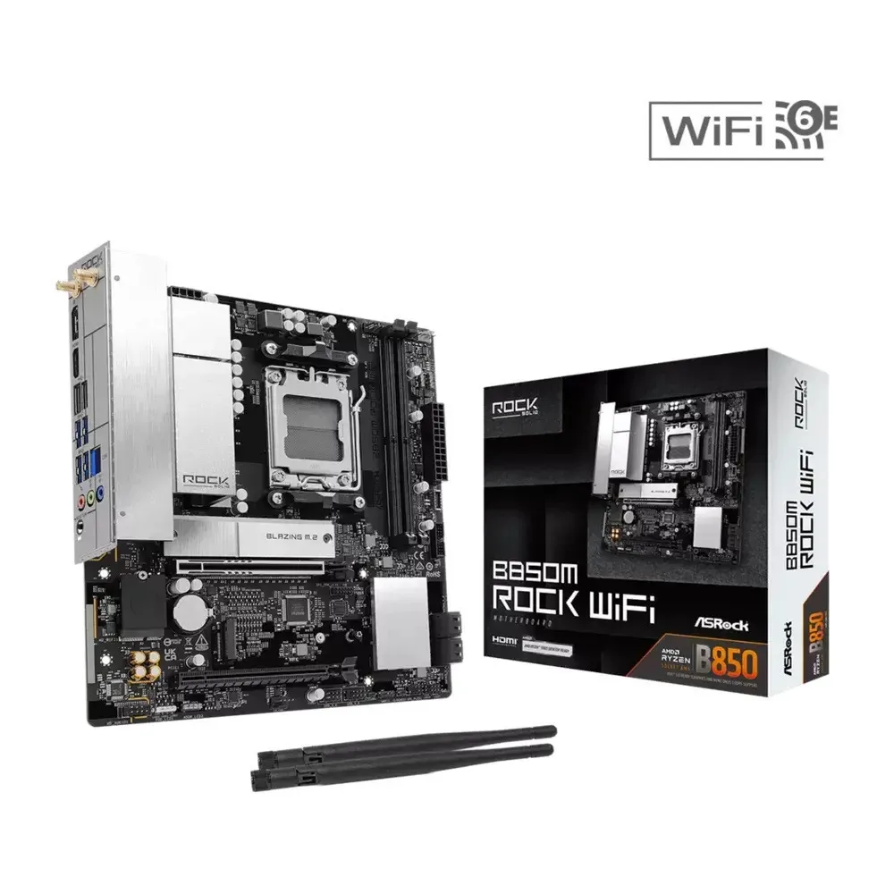 20260323141223_asrock_b850m_rock_wifi_motherboard_micro_atx_me_amd_am5_socket_90_mxbu70_a0uayz.jpeg ASRock B850M Rock WiFi Motherboard Micro ATX με AMD AM5 Socket 90-MXBU70-A0UAYZ - Image 1