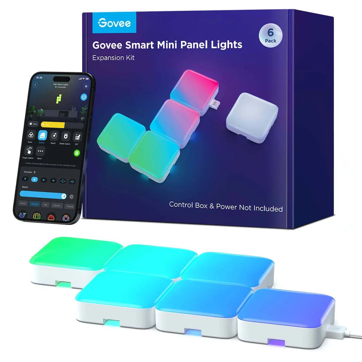 Govee Smart Mini Panel Lights Extension 6-pack – Expand Your Creative Lighting Setup - Image 1