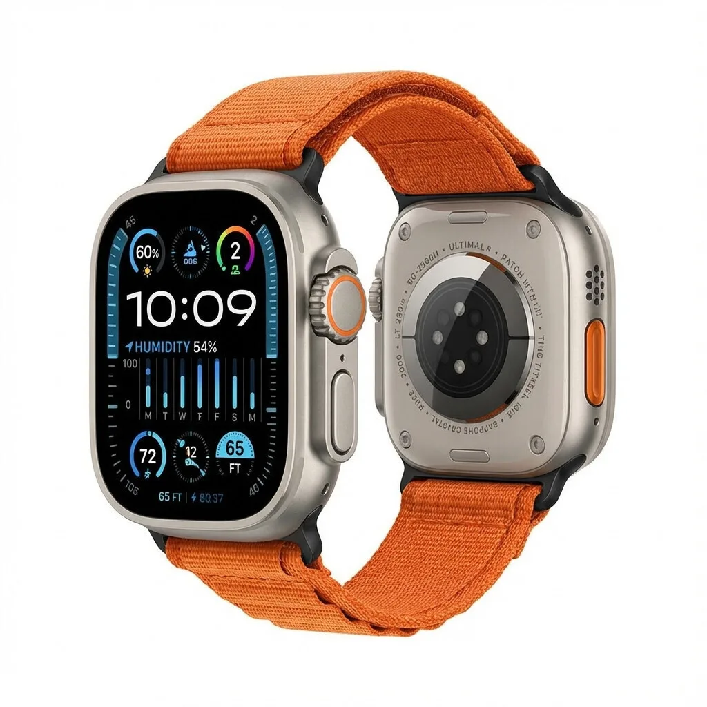 Λουράκι Premium Plus Apple Watch Orange Black 44mm 45mm 42mm Series 1 2 3 49mm 46mm Ga-mag-bnda-pp-oml - Image 1