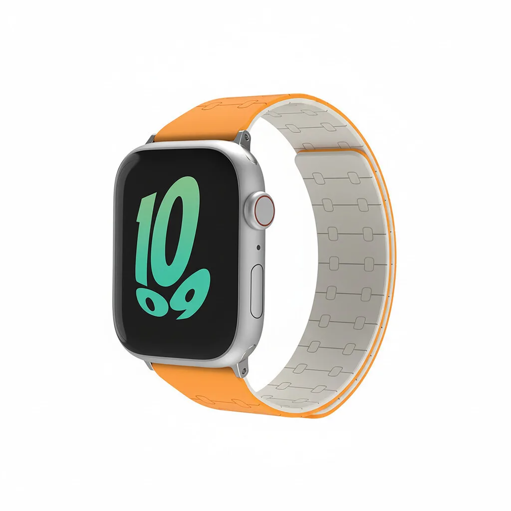 Λουράκι Premium Pro Apple Watch Orange White 44mm 45mm 42mm Series 1 2 3 49mm 46mm Ga-mag-bnda-p+gsl - Image 1