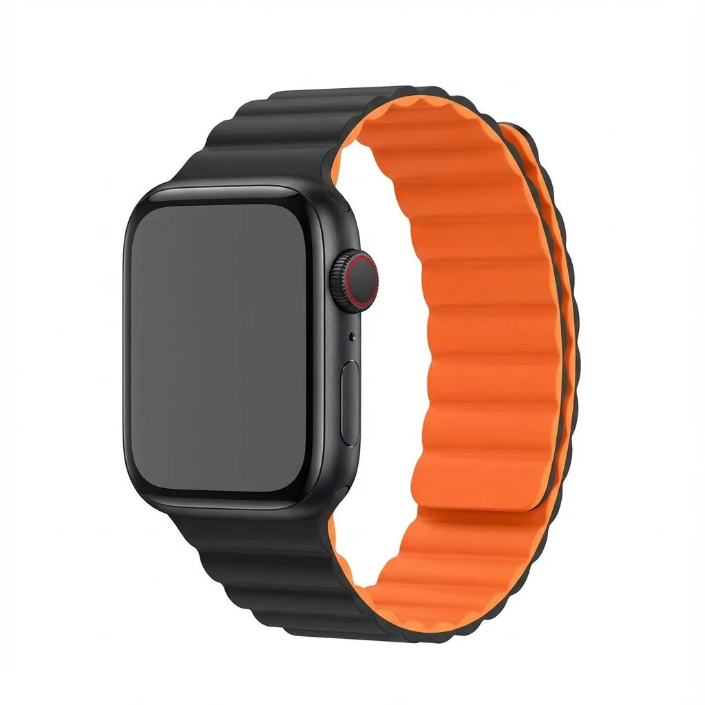 Λουράκι Premium Pro Apple Watch Orange Black 40mm 41mm 38mm 42mm Series 10 Ga-mag-bnda-p+oms - Image 1