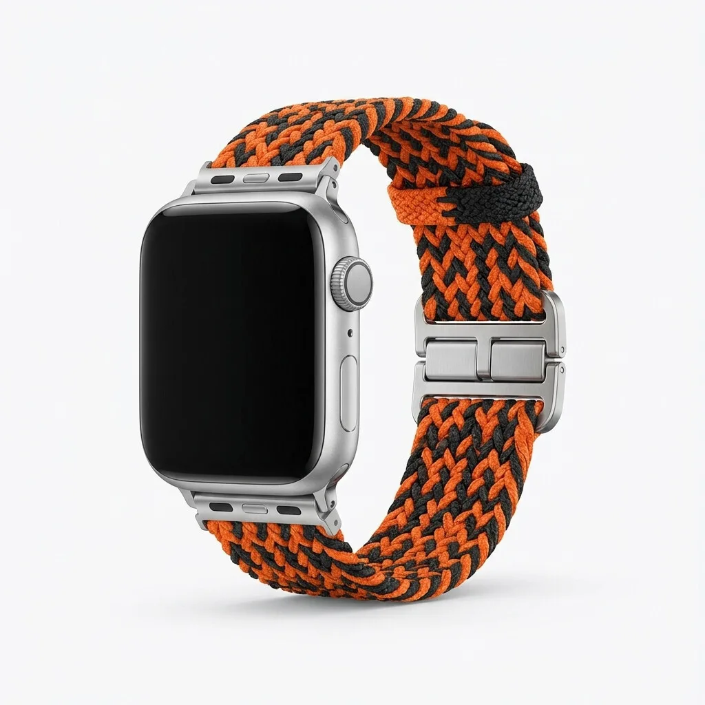 Λουράκι Premium Pro Apple Watch Orange Black 44mm 45mm 42mm Series 1 2 3 49mm 46mm Ga-mag-bnda-p+oml - Image 1
