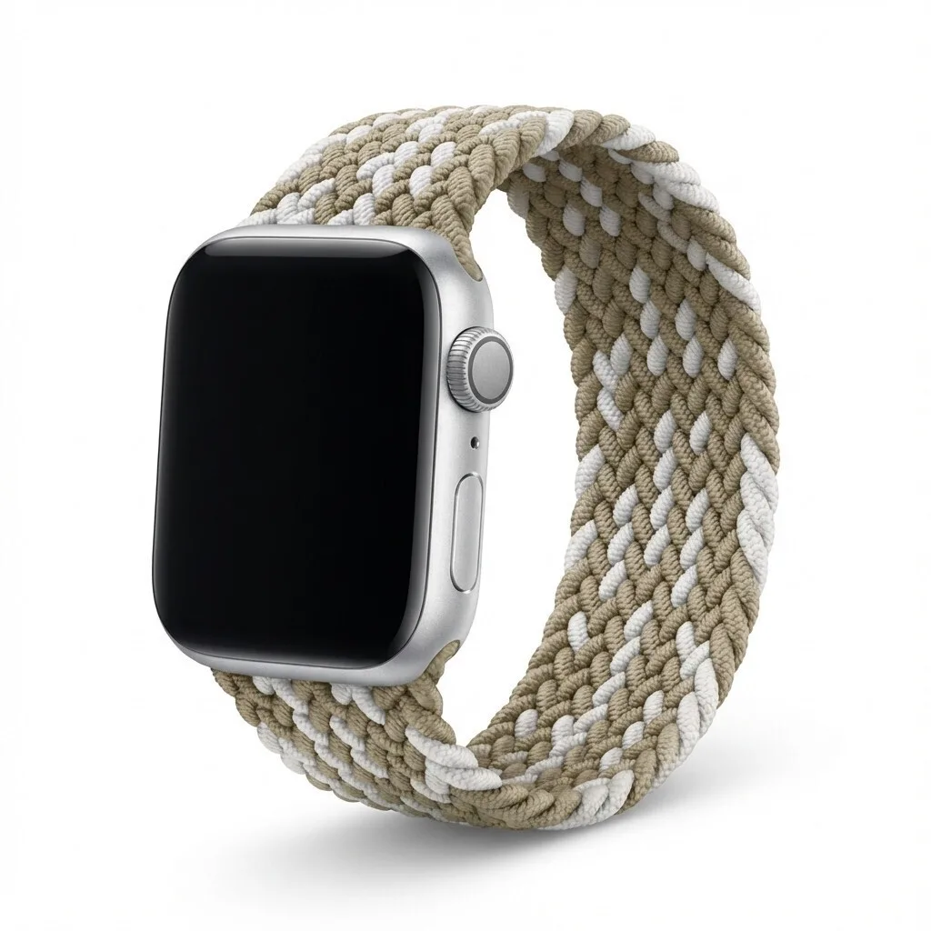 Λουράκι Premium Pro Apple Watch Khaki White 44mm 45mm 42mm Series 1 2 3 49mm 46mm Ga-mag-bnda-p+klcl - Image 1