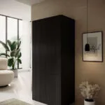 Pafos Δίφυλλη Ντουλάπα Black Matt 90x55.5x198.5cm