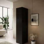 Pafos Μονόφυλλη Ντουλάπα με Καθρέπτη Black Matt 45x55.5x198.5cm SZFCMMOTW0010