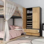 Malwa Δίφυλλη Ντουλάπα Καφέ 90x50x180cm SS-90