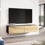 Έπιπλο Τηλεόρασης Vigo Black / Wotan Oak Μ140xΠ30xΥ40cm VIGORTV140