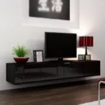 Έπιπλο Τηλεόρασης Vigo '180' Black / Black Gloss Μ180xΠ30xΥ40cm
