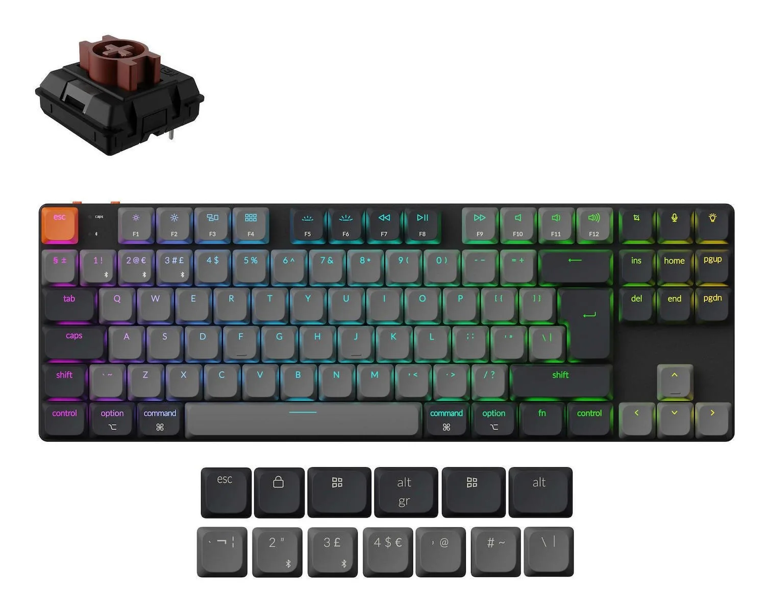 Keychron K1 V6 QMK K1X-A3 Ασύρματο Gaming Μηχανικό Πληκτρολόγιο Tenkeyless με Keychron Brown διακόπτες και Φωτιζόμενα πλήκτρα (Αγγλικό US) - Image 1