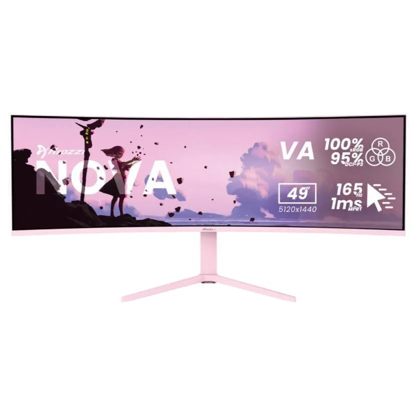 Arozzi AZ-NO-49TUW165-PNK Ultrawide Curved Monitor 49" 5120x1440 165Hz με Χρόνο Απόκρισης 4ms GTG Ροζ - Image 1