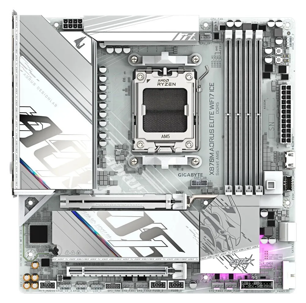 20260409150131_gigabyte_x870m_aorus_elite_ice_wi_fi_motherboard_micro_atx_me_amd_am5_socket.jpeg Gigabyte X870M AORUS ELITE ICE Wi-Fi Motherboard Micro ATX με AMD AM5 Socket - Image 1