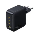 Baseus Φορτιστής Χωρίς Καλώδιο GaN με Θύρα USB-A και 3 Θύρες USB-C 140W Quick Charge 3.0 Μαύρος (EnerFill FH11)