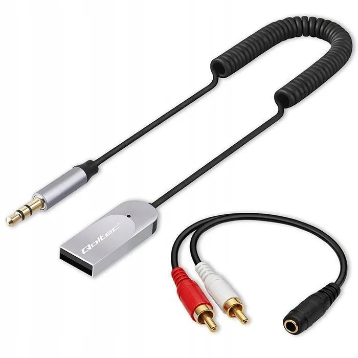 20260420114207_qoltec_wireless_audio_receiver_adapter_hifi_home_car_bluetooth_6_0_2_x_rca_1_x_aux_3_5mm_usb_microphone.jpeg Qoltec Wireless Audio Receiver Adapter Hifi Home & Car Bluetooth 6.0 2 X Rca 1 X Aux 3.5mm Usb Microphone - Image 1