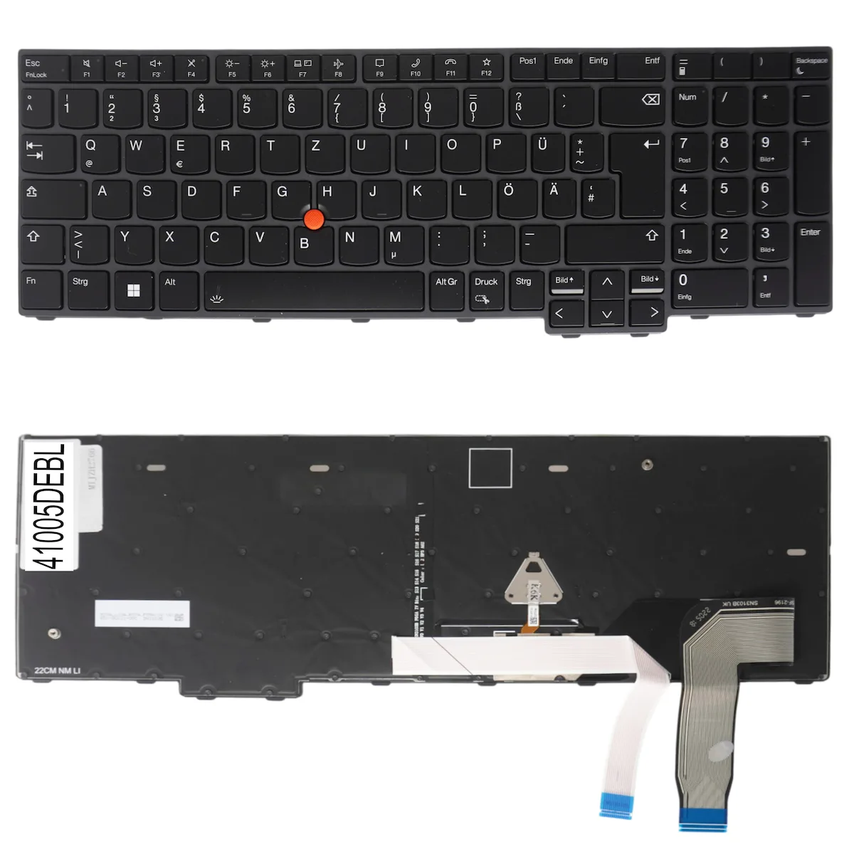 Deutsche Tastatur Für Laptop German Laptop Keyboard Lenovo Thinkpad L15 Gen 3 21c3 21c4 P16s Gen 1 21bt 21bu T16 Gen 1 21ch 21cj 5n21d93615 5n21k05050 De Pointer Backlight Βlack Gray Frame Κωδ.41005debl - Image 1