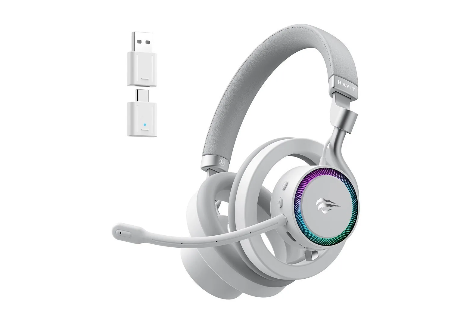 Havit Fuxi-H8 Ασύρματο On Ear Gaming Headset με σύνδεση 3.5mm / USB Λευκό for Nintendo Switch / PC / PS4 / PS5 - Image 1