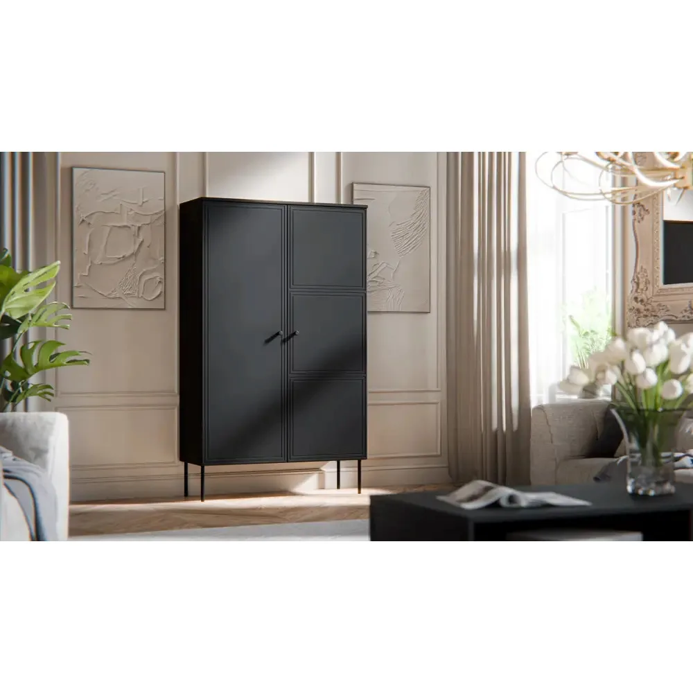 20260422145804_mpoufes_palazzo_xylinos_mayros_100x39x166cm.jpeg Μπουφές Palazzo Ξύλινος Μαύρος 100x39x166cm - Image 1