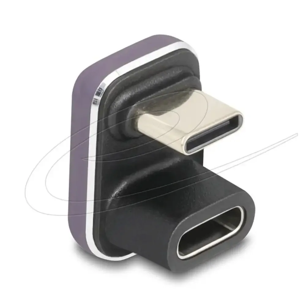 Delock Usb-c Male To Usb-c Female Adapter Under 180° 40 Gbps Pd 3.1 240 W U-shaped 8k 60 Hz Metal - Image 1
