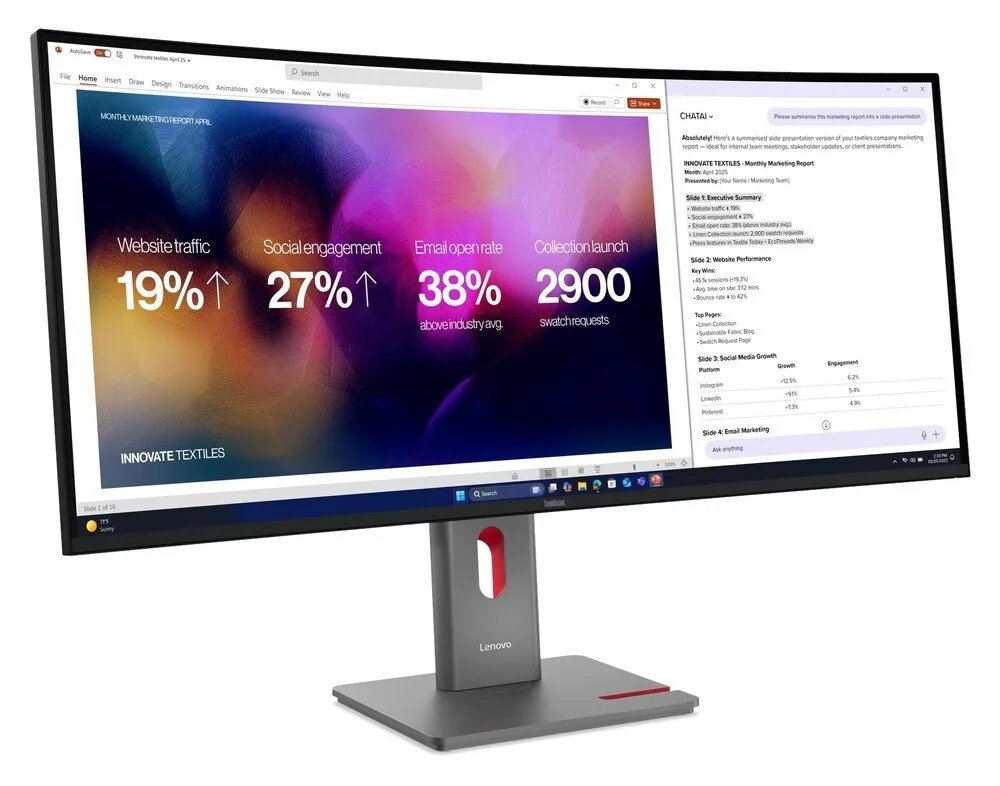 Lenovo ThinkVision P40WD-40 Ultrawide IPS HDR Curved Monitor 39.7" 5120x2160 με Χρόνο Απόκρισης 4ms GTG - Image 1