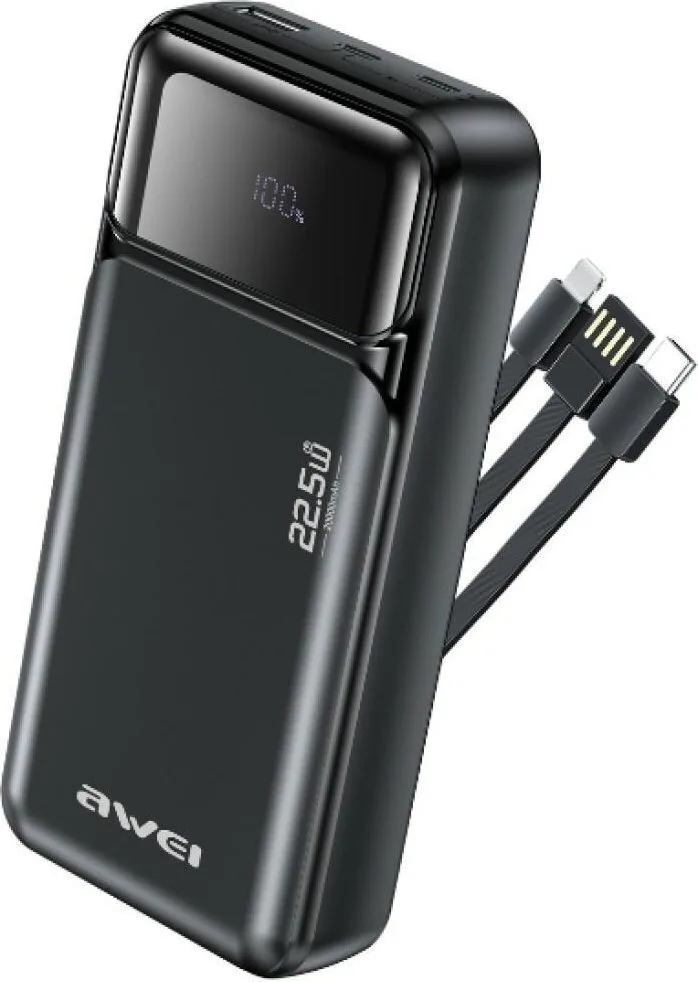 Awei PA-93 Power Bank 20000mAh 22.5W με 2 Θύρες USB-C Power Delivery Μαύρο - Image 1