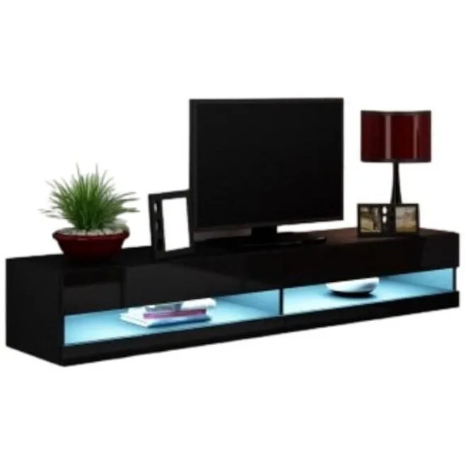 Έπιπλο Τηλεόρασης Cama με Φωτισμό LED Black Μ180xΠ30xΥ40cm RTVVIGO180N - Image 1