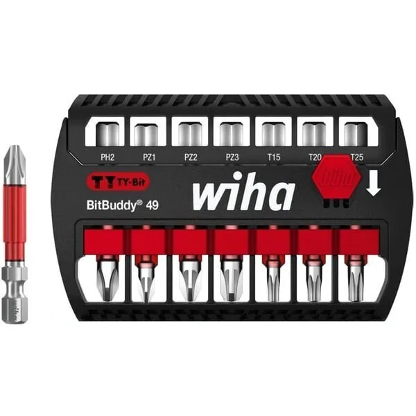 20260506122401_wiha_bitbuddy_ty_bits_49mm_7_piece_bit_set_black_red_ph_pz_tx.jpeg Wiha Bitbuddy Ty-bits 49mm 7-piece Bit Set Black Red Ph Pz Tx - Image 1