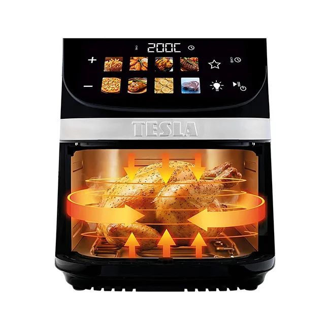 20260507121000_tesla_aircook_air_fryer_me_wi_fi_9lt_mayro.jpeg Tesla Electronics AirCook DualHeat QD73 XXL Air Fryer με Wi-Fi 9lt Μαύρο - Image 1