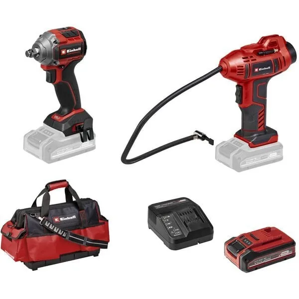 20260507122230_einhell_professional_machine_set_tp_cw_18_260_ce_cc_18_kit_set_kompreser_aera_mpoulonokleido_18v_me_1_mpataria_4ah_kai_thiki.jpeg Einhell Professional Machine Set TP-CW 18/260 + CE-CC 18 Kit Σετ Κομπρεσέρ Αέρα & Μπουλονόκλειδο 18V με 1 Μπαταρία 4Ah και Θήκη - Image 1