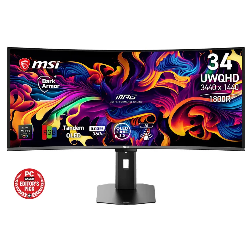 MSI MPG 341CQR X36 Ultrawide QD-OLED HDR Curved Gaming Monitor 34" QHD 3440x1440 360Hz με Χρόνο Απόκρισης 0.03ms GTG - Image 1