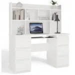 Γραφείο Kuba Ξύλινο με Βιβλιοθήκη White 180x150x70εκ.