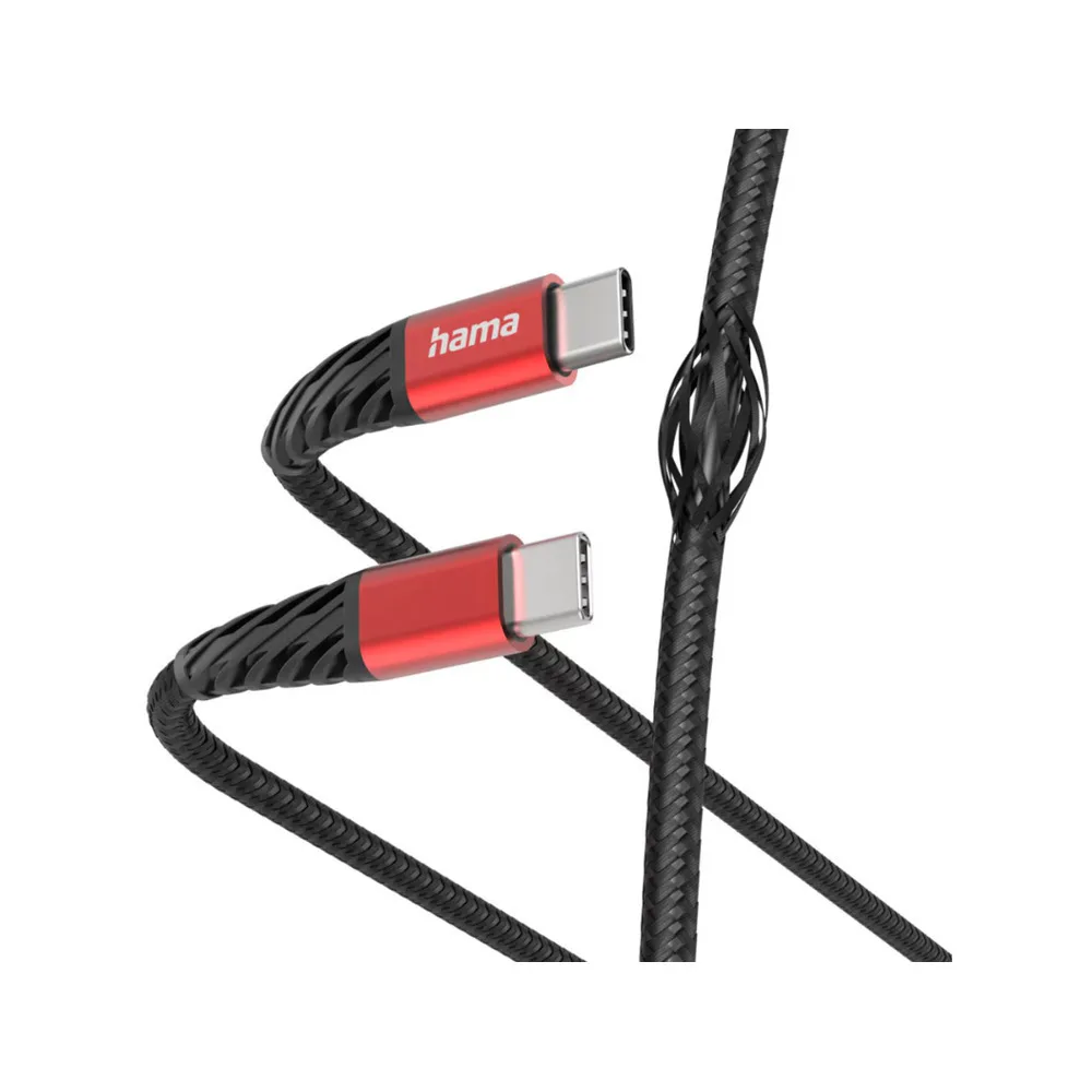 HAMA Braided USB 2.0 Cable USB-C male - USB-C Μαύρο 1.5m - Image 1
