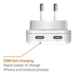Cygnett Φορτιστής Χωρίς Καλώδιο με 2 Θύρες USB-C 30W Power Delivery Λευκός