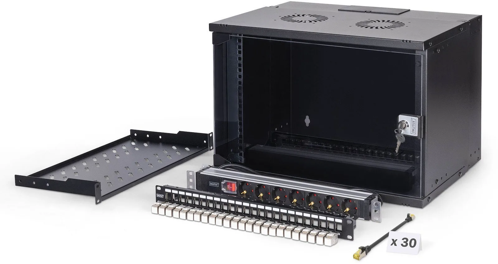 Digitus Επιτοίχια Καμπίνα Rack 19U 54x40cm Μαύρο DN-49203-SET - Image 1