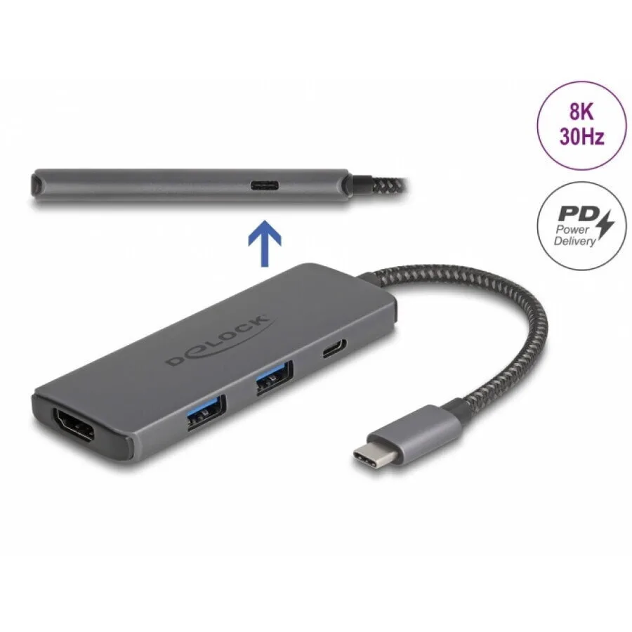 DeLock USB-C Docking Station με HDMI 4K Γκρι (87804) - Image 1