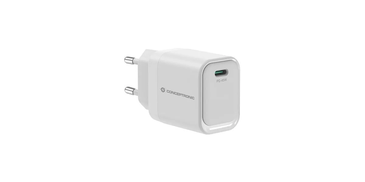 20260520130635_conceptronic_fortistis_choris_kalodio_gan_me_thyra_usb_c_45w_power_delivery_leykos_althea19w45.jpeg Conceptronic Φορτιστής Χωρίς Καλώδιο GaN με Θύρα USB-C 45W Power Delivery Λευκός (ALTHEA19W45) - Image 1
