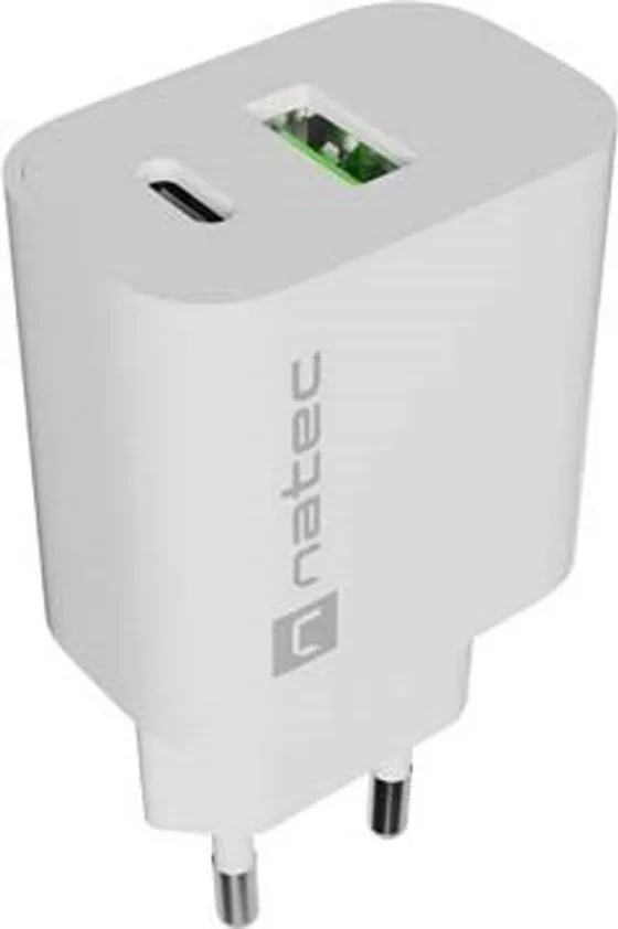 Natec Φορτιστής Χωρίς Καλώδιο με Θύρα USB-A και Θύρα USB-C 20W Power Delivery / Quick Charge 3.0 Λευκός (NUC-2396) - Image 1