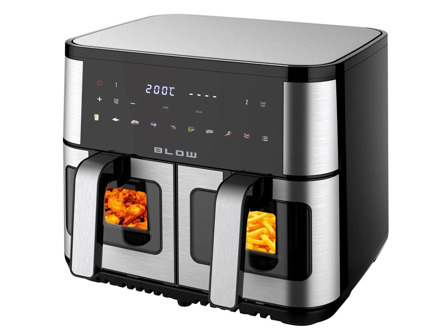 Blow Air Fryer με Διπλό Αποσπώμενο Κάδο 9lt Μαύρο 44-601 - Image 1
