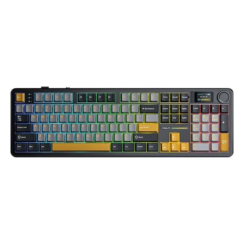 Aula F108 Pro Ασύρματο Gaming Μηχανικό Πληκτρολόγιο με LEOBOG Reaper διακόπτες και RGB φωτισμό (Αγγλικό US) Γκρι - Image 1