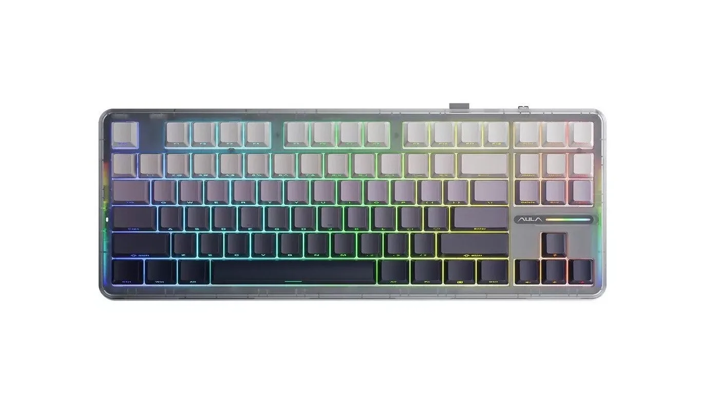 Aula F87 Ασύρματο Gaming Μηχανικό Πληκτρολόγιο με SpaceCrystal διακόπτες και RGB φωτισμό (Αγγλικό US) Γκρι - Image 1