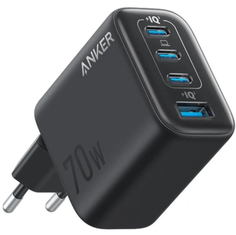 Anker Φορτιστής Χωρίς Καλώδιο με Θύρα USB-A και 3 Θύρες USB-C 70W Μαύρος (Zolo) - Image 1