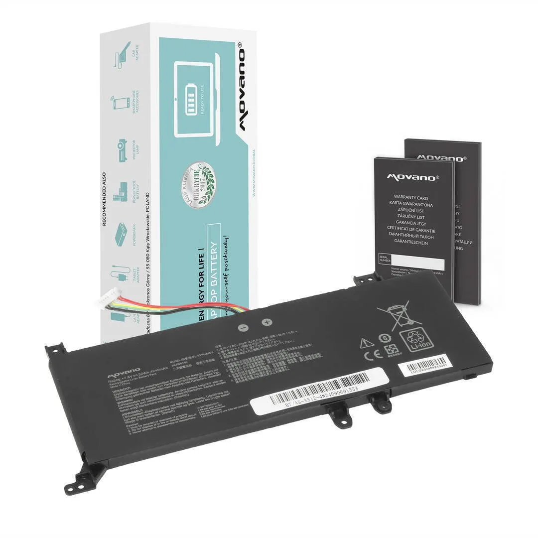 Movano Laptop Battery Movano B21n1818-2 Compatible Asus X509 X409 X515 R515 F515 X515m X515j Li-ion - Image 1